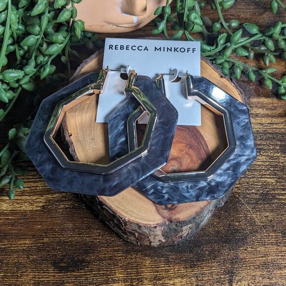 NWT Rebecca Minkoff Octagon Resin Hoop Earrings True Multi Women's Size OS - Picture 3 of 6